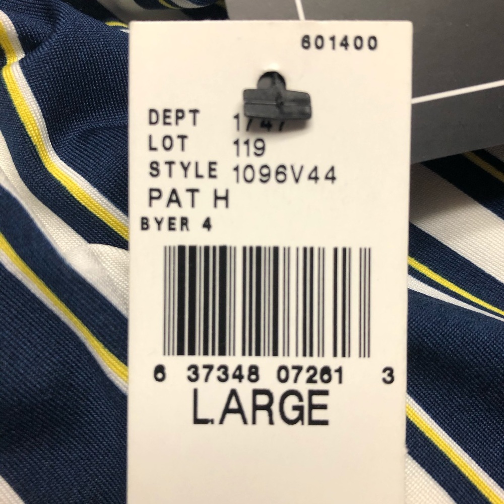 NEW A. Byer Navy Blue Yellow & White Striped Pants - Picture 9 of 13